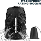 2 Pack Waterproof Rain Cover for Backpack, Reflective Rainproof Protector for Anti-Dust and Anti-Theft,M Size (for 30L-40L Backpack), 2 Pcs Black