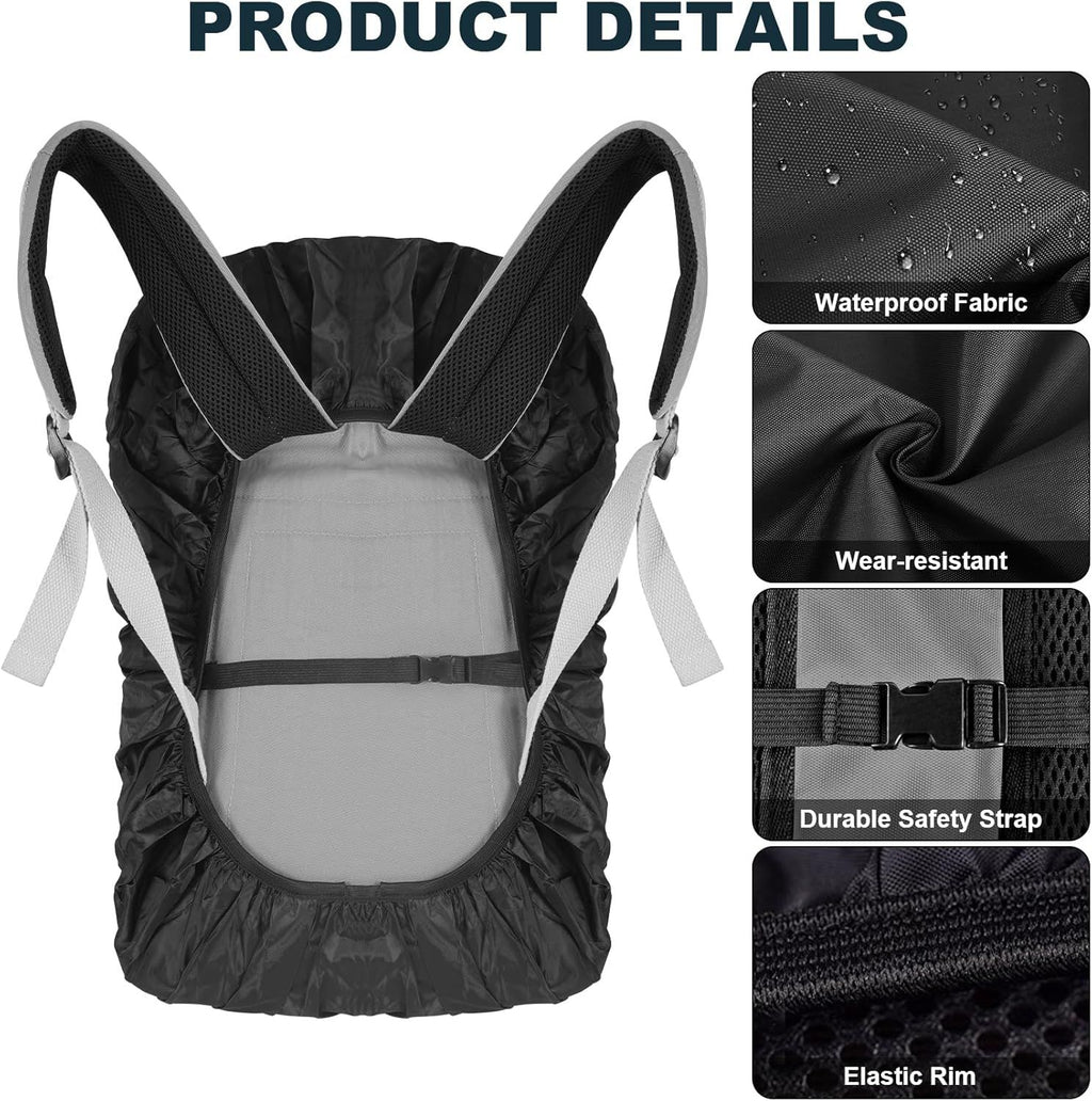 2 Pack Waterproof Rain Cover for Backpack, Reflective Rainproof Protector for Anti-Dust and Anti-Theft,M Size (for 30L-40L Backpack), 2 Pcs Black