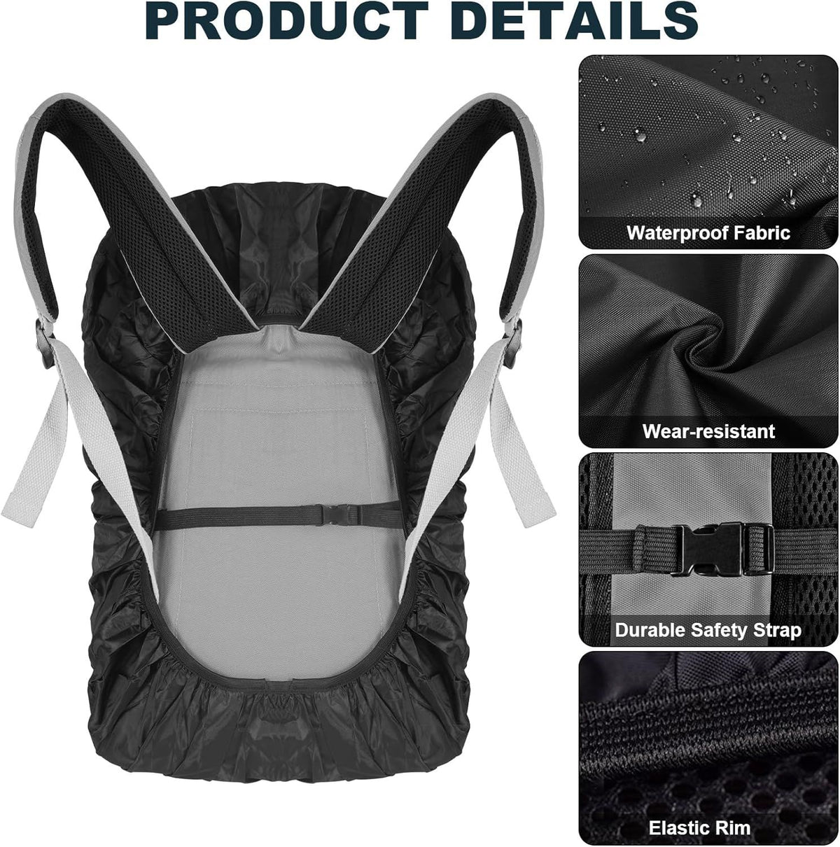 2 Pack Waterproof Rain Cover for Backpack, Reflective Rainproof Protector for Anti-Dust and Anti-Theft,M Size (for 30L-40L Backpack), 2 Pcs Black