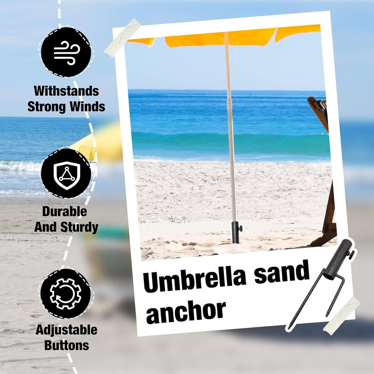 Patio Umbrella Steel Anchor Sand Anchor Beach Umbrella Anchor Grass Auger Spike Patio Sunshade Support Beach Umbrella Steel Stand Base