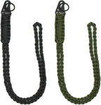 2 Pieces Heavy Duty Paracord Lanyard Braided 550 Necklace Keychains Whistles Wrist Strap Parachute Rope for Outdoor Activities, Camera, ID Card Badge Holder, Wallet and Keys (Black + Olive Green)