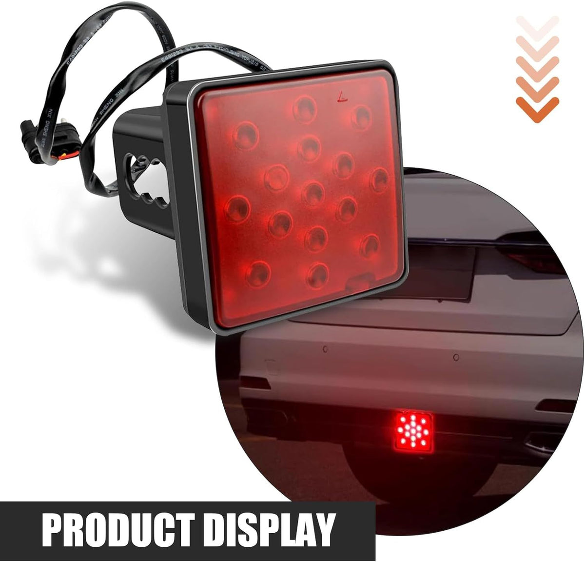 Trailer Brake Light, 15 LED Super Bright Tail Lamp with Anti-vibration Waterproof Housing, Non Flicker Plug and Play Square Bulb, Universal Exterior Lighting Accessory for Towing Truck (Red)