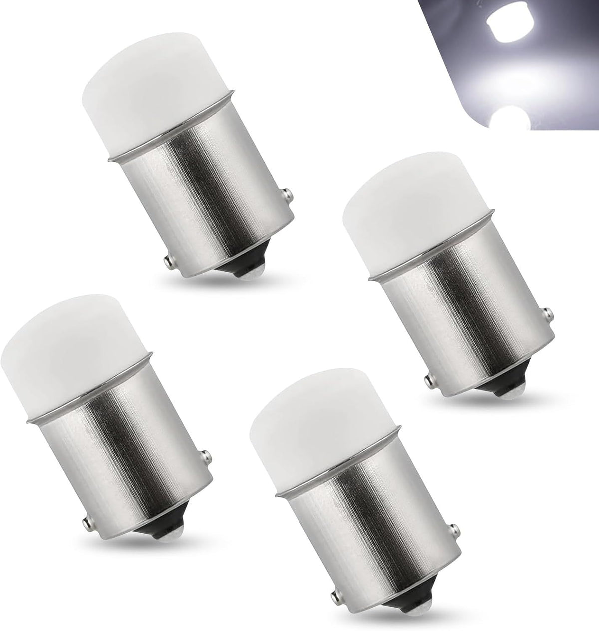 4 PCS Car 1156 LED Turn Signal Lights, BA15S 1141 3156 P21W 3014-9SMD Single-contact Bulb, High-brightness Anti-vibration Bulb, Plug and Play Replacement for Car RV Camper (White)