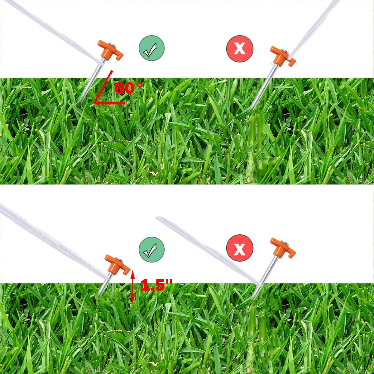 20 Pack Tent Stakes Heavy Duty, 9.75 Inch Yard Stakes Non-Rust Metal Tent Pegs Ground Stakes Tent Spikes for Camping Patio, Garden, Canopies, Grassland, Outdoor, Orange