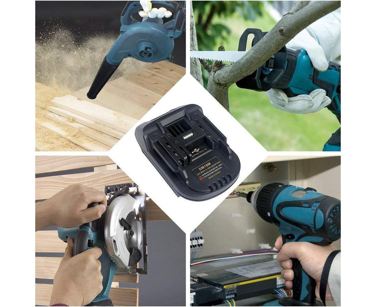 20V to 18V Lithium Battery Adapter Converter with USB Port for  MAKITA