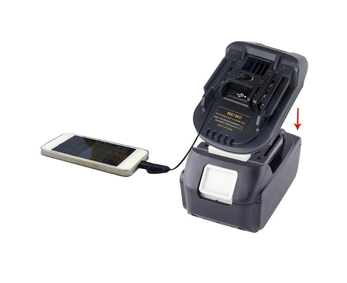 20V to 18V Lithium Battery Adapter Converter with USB Port for  MAKITA
