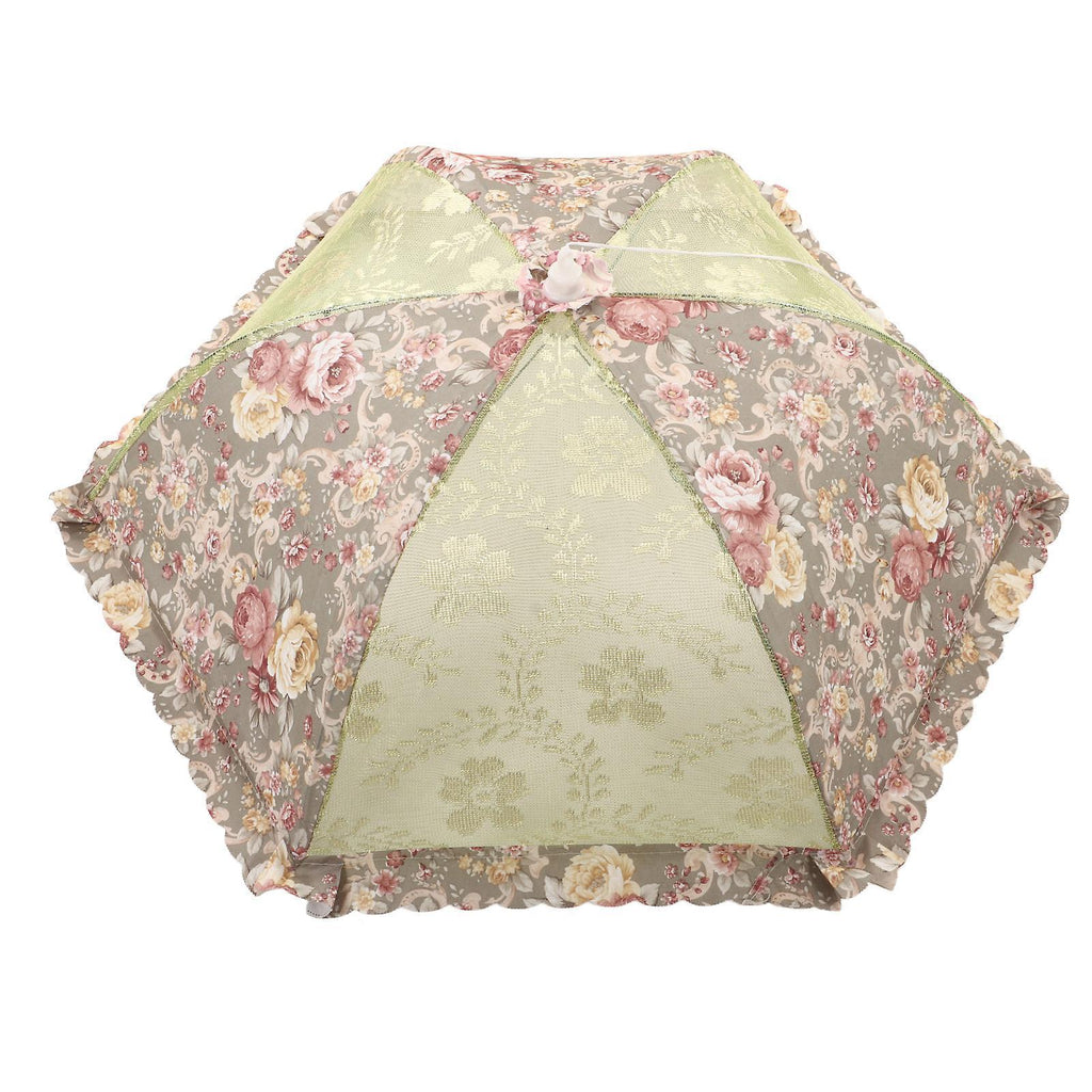 Mesh Food Cover Foldable Pop Up Food Cover Net Floral Print Food Tent for Home Outdoor Picnic Purple