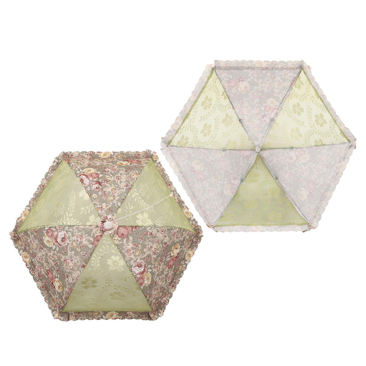 Mesh Food Cover Foldable Pop Up Food Cover Net Floral Print Food Tent for Home Outdoor Picnic Purple