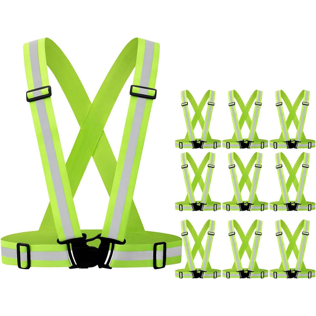 10 Pack Reflective Vests, Adjustable High Visibility security Gear for Men, Women & Babies