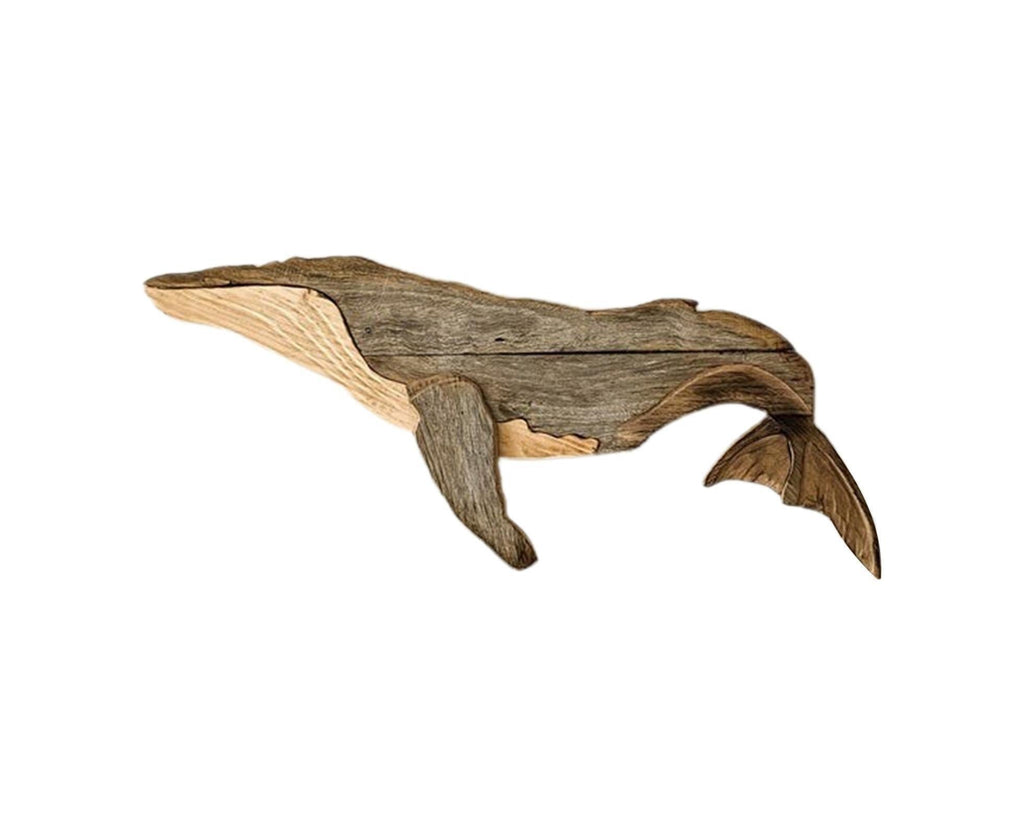 Animal Ornament Practical Realistic Wood Marine Element Whale Wall Decoration for Home-Whale