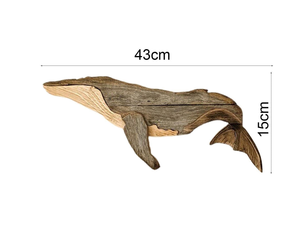 Animal Ornament Practical Realistic Wood Marine Element Whale Wall Decoration for Home-Whale