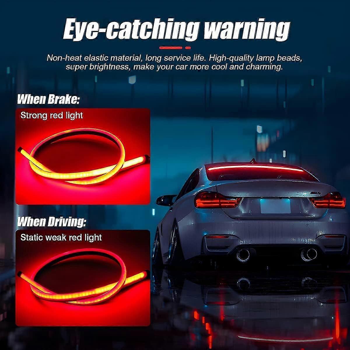 LED Brake Light Strip 35 Inch, Red 144 LEDs DC12V Rear Warning Light Bar