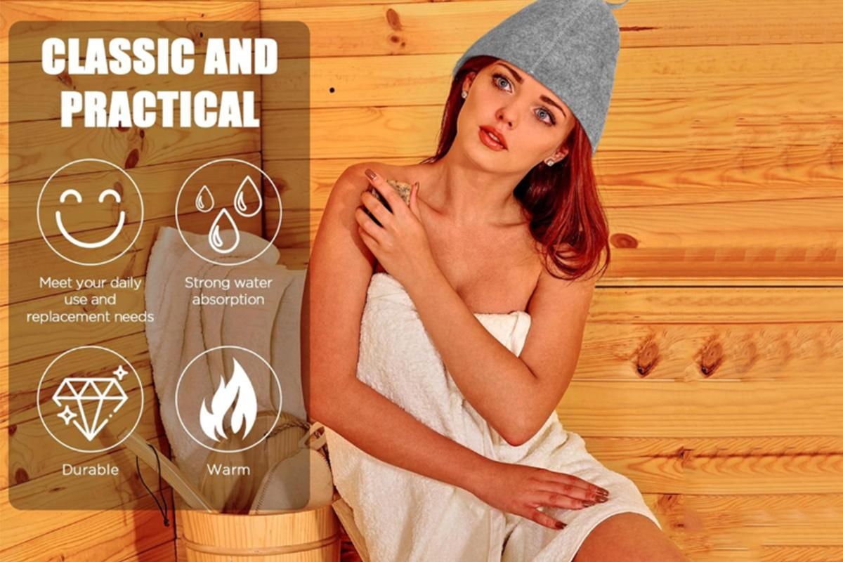2-Pack Felt Sauna Hats - Quick Dry Bath Caps for Spa & Swimming (23x25cm)