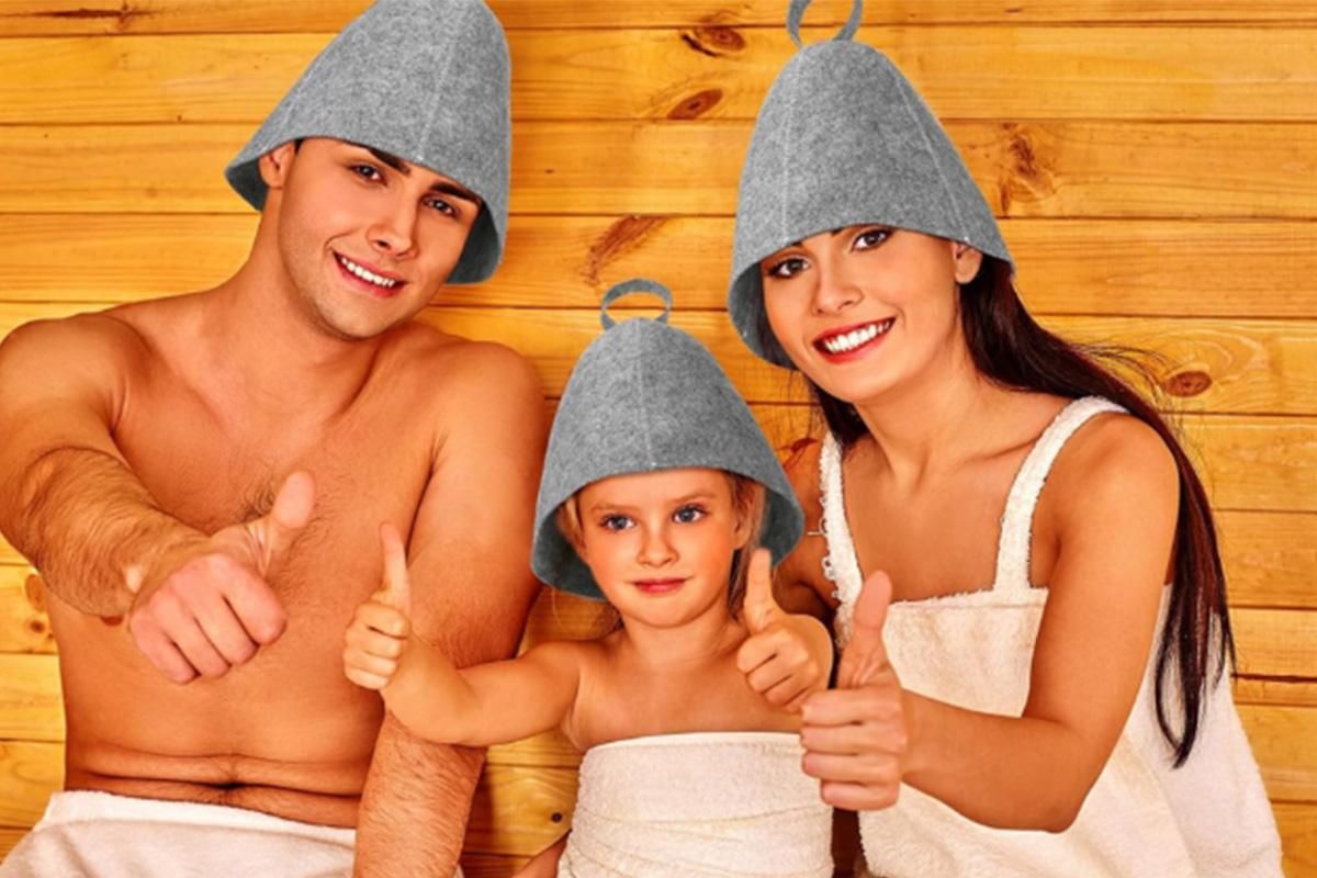 2-Pack Felt Sauna Hats - Quick Dry Bath Caps for Spa & Swimming (23x25cm)