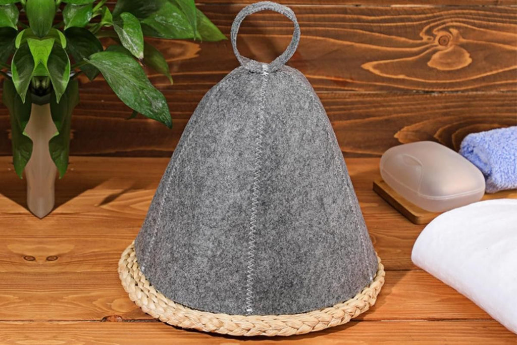 2-Pack Felt Sauna Hats - Quick Dry Bath Caps for Spa & Swimming (23x25cm)