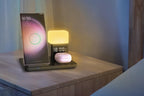 6 in 1 Charging Station with Alarm Clock Wireless Charger with Night Light for Smartphone/Watch/Earbuds Fast Charging Station