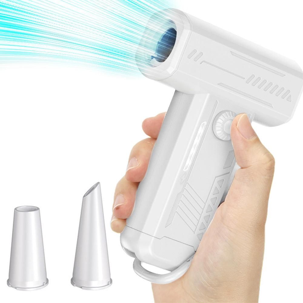 2-in-1 Electric Air Duster 130000 RPM Mini Blower with LED Light for Camping Home Car White