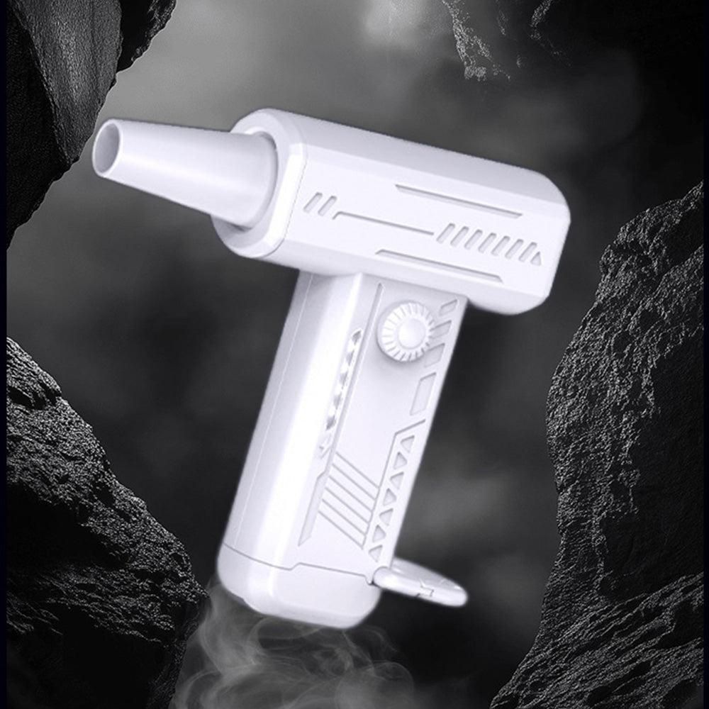 2-in-1 Electric Air Duster 130000 RPM Mini Blower with LED Light for Camping Home Car White