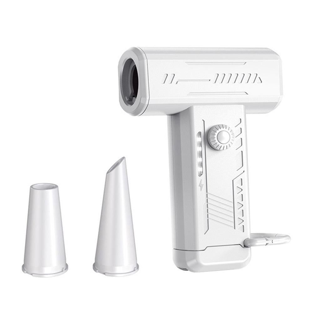 2-in-1 Electric Air Duster 130000 RPM Mini Blower with LED Light for Camping Home Car White