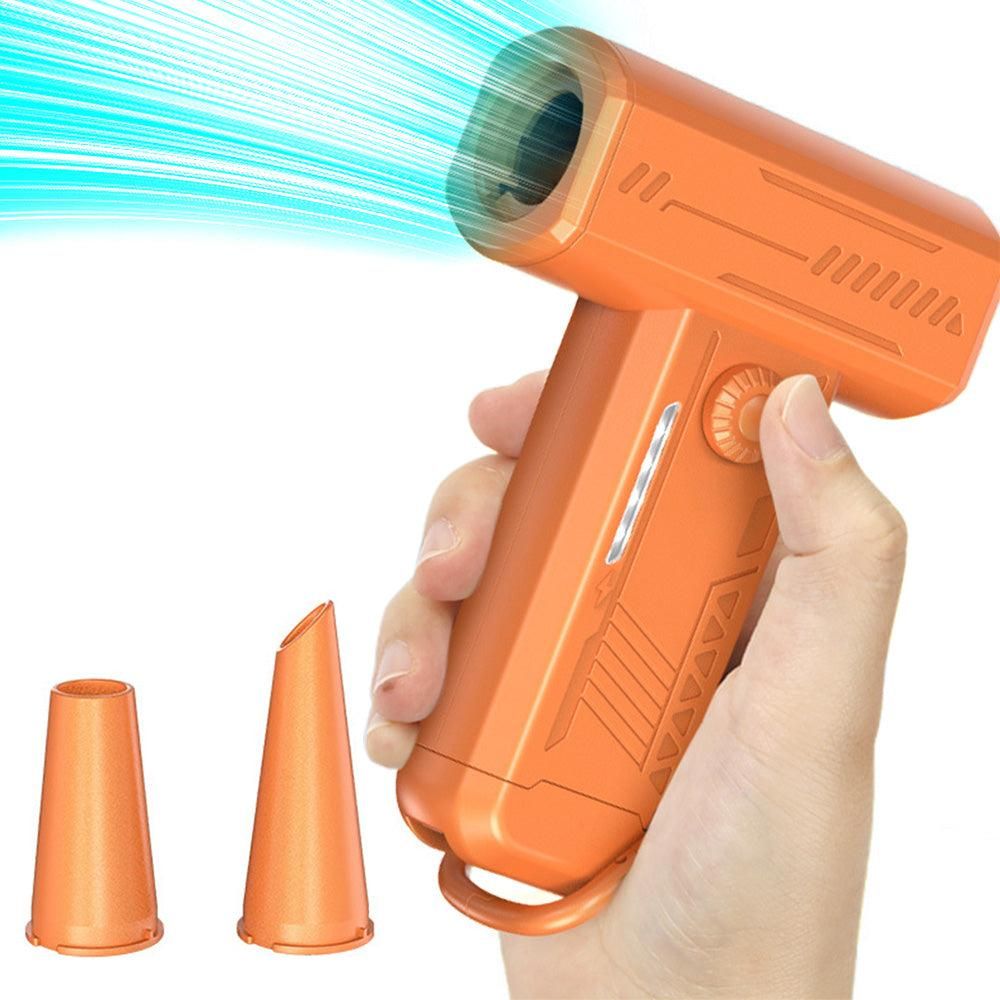 2-in-1 Electric Air Duster 130000 RPM Mini Blower with LED Light for Camping Home Car White