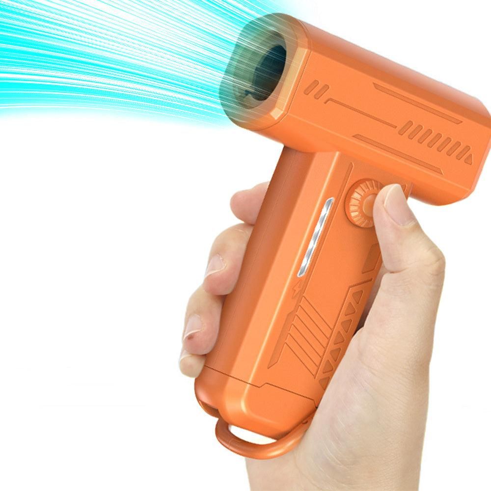2-in-1 Electric Air Duster 130000 RPM Mini Blower with LED Light for Camping Home Car Orange