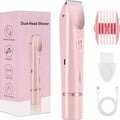 2-in-1 Electric Women's Shaver for Private Care, Bikini Trimmer, Painless & Wet/Dry, Rechargeable - Pink