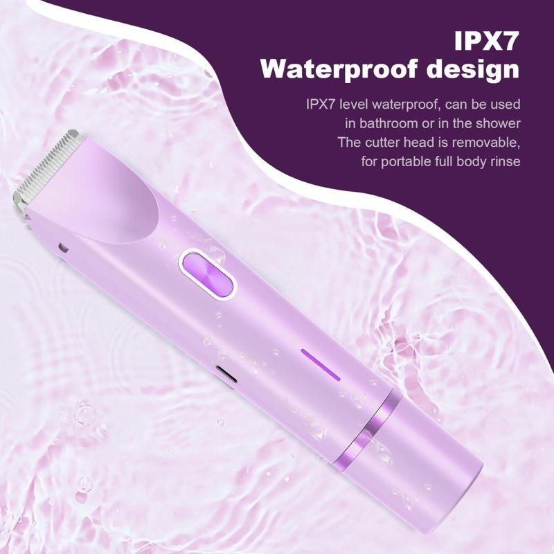 2-in-1 Electric Women's Shaver for Private Care, Bikini Trimmer, Painless & Wet/Dry, Rechargeable - Blue