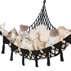 Stuffed Animal Hammock Corner Macrame Toy Storage Net with LED Lights - Black