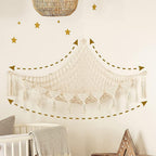 Stuffed Animal Hammock Corner Macrame Toy Storage Net with LED Lights - Blue