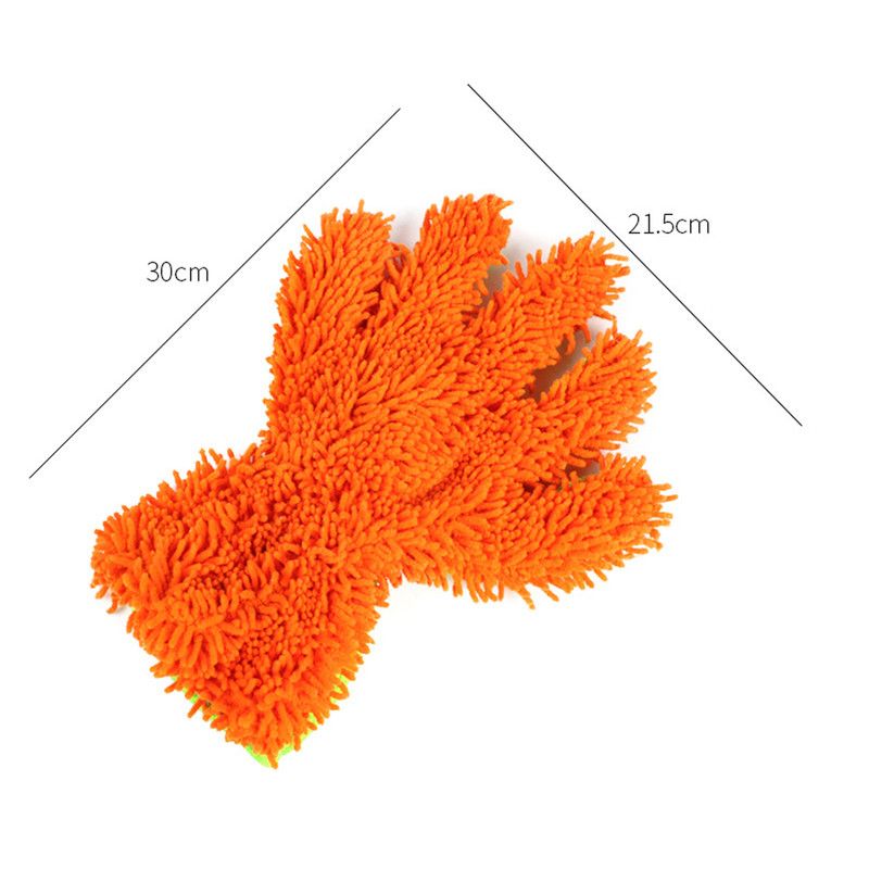 Double-Sided Chenille Car Wash Glove, Paint-Safe Coral Fleece Car Cleaning Glove, Five-Finger Design, Absorbs Water and Removes Dirt Easily, Car Cleaning Tool, Home and Car Cleaning Tool - Orange