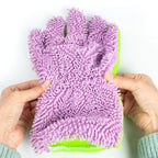 Double-Sided Chenille Car Wash Glove, Paint-Safe Coral Fleece Car Cleaning Glove, Five-Finger Design, Absorbs Water and Removes Dirt Easily, Car Cleaning Tool, Home and Car Cleaning Tool - Orange