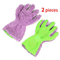 Double-Sided Chenille Car Wash Gloves, Paint-Safe Coral Fleece Car Cleaning Gloves, Five-Finger Design, Absorbs Water and Removes Dirt Easily, Car Cleaning Tools, Home and Car Cleaning Tools - Purple