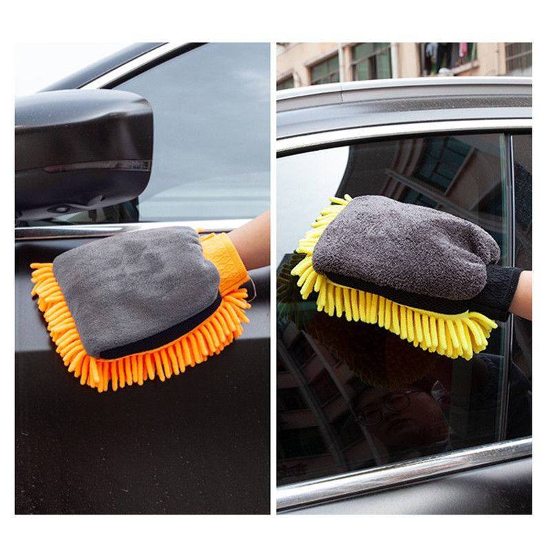 Car-Use Chenille Car Wash Gloves, Thickened Waterproof Car Wiping Cloth, Easy-Lathering and Stain-Removing, In-Car Cleaning Gloves, Coral Fleece Car Wiping Gloves, Thickened Absorbent Car Cleaning Tools - Blue