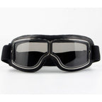 Vintage Harley Motorcycle Riding Goggles, Windproof Eyewear for Electric Bikes & Off-Road—Black Frame, Gray Lenses