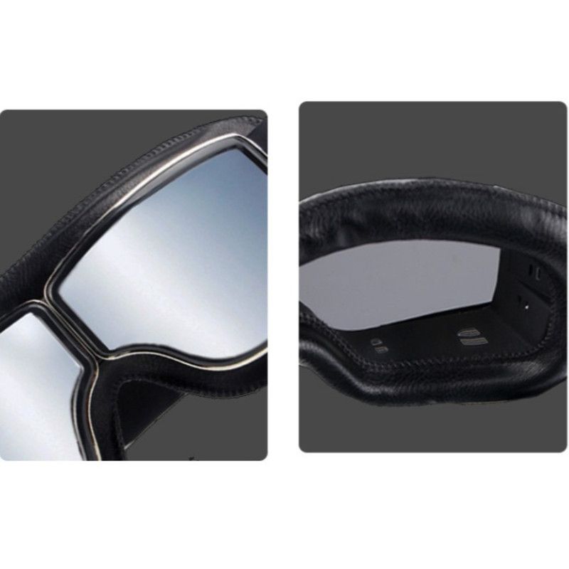 Vintage Harley Motorcycle Riding Goggles, Windproof Eyewear for Electric Bikes & Off-Road—Black Frame, Gray Lenses