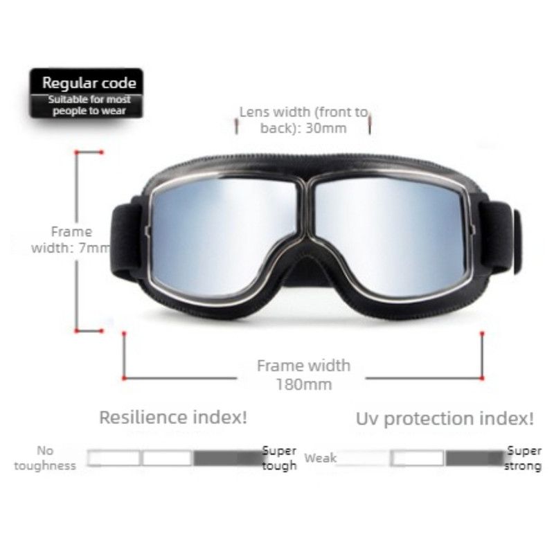 Vintage Harley Motorcycle Riding Goggles, Windproof Eyewear for Electric Bikes & Off-Road—Black Frame, Gray Lenses
