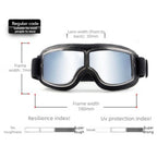 Vintage Harley Motorcycle Riding Goggles, Windproof Eyewear for Electric Bikes & Off-Road—Black Frame, Gray Lenses