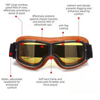Vintage Harley Motorcycle Riding Goggles, Windproof Eyewear for Electric Bikes & Off-Road—Brown Frame, White Lenses