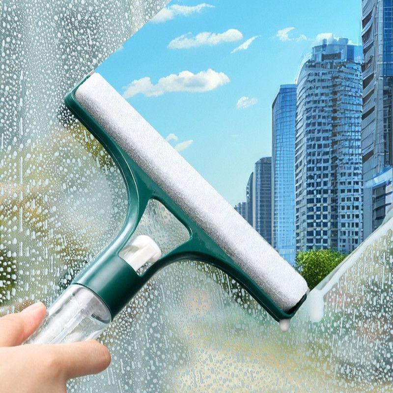 3-in-1 Spray Squeegee, Household Cleaner with Built-in Spray Bottle, Silicone Water Wiper—Orange