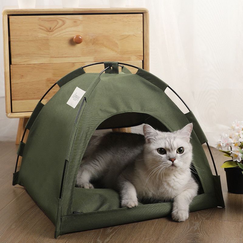 Breathable Foldable Pet Tent Cage for Summer – Indoor & Outdoor Portable Cat/Dog Crate, Size S (35×35cm), Suitable for Pets up to 5 lbs