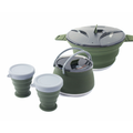 Outdoor Camping Foldable Pot, Silicone Hiking Cook Pot, Portable Picnic Cookware Set, Stainless Steel Camping Cookware