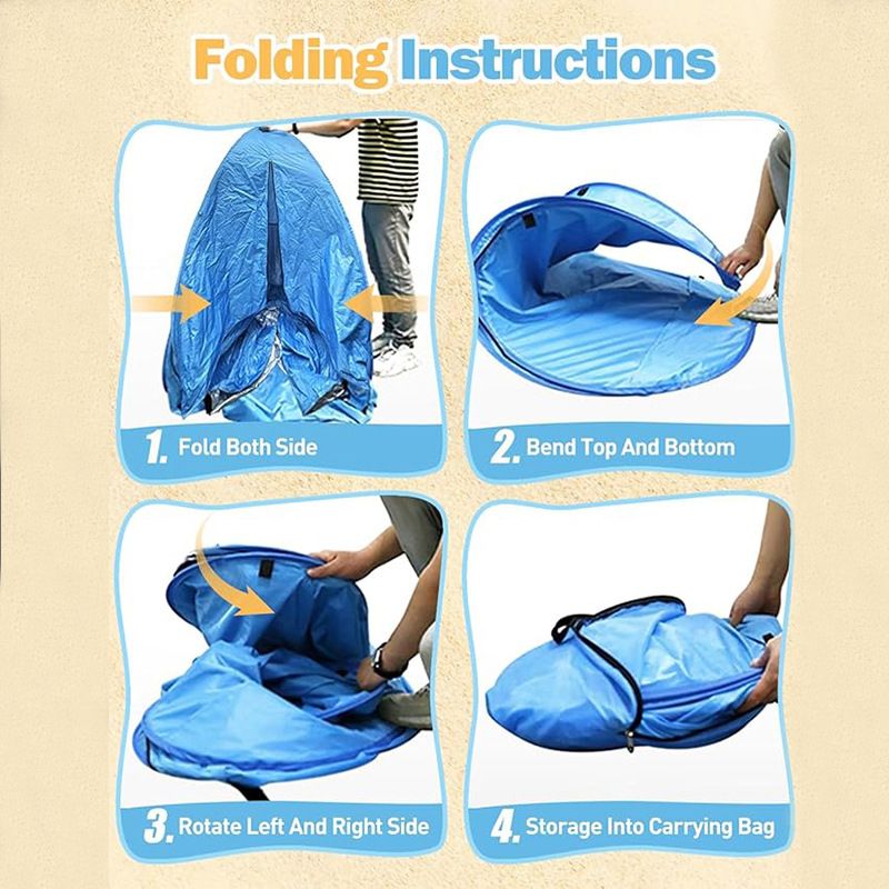 Instant Pop Up Beach Tent Quick Setup Sun Shelter Portable UV Protection Outdoor Camping Tent for 2-3 Person-145*165*110cm