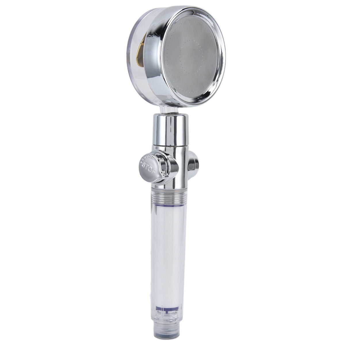 Turbocharged Fan Shower Head Handheld Propeller Driven 360° Rotation G1/2 Thread Detachable for Water SavingGold