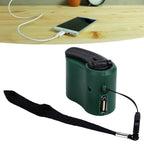 USB Hand Crank Phone Charger 3 to 8h Standby Time LED Light Portable Mobile Phone Emergency Charger for Outdoor Hiking Green