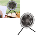 Camping Light Fan 3 Level Wind Adjustment USB Charging 3.7V 2A Hanging Camping Lights Tent Fan with Bracket for Outdoor Gray