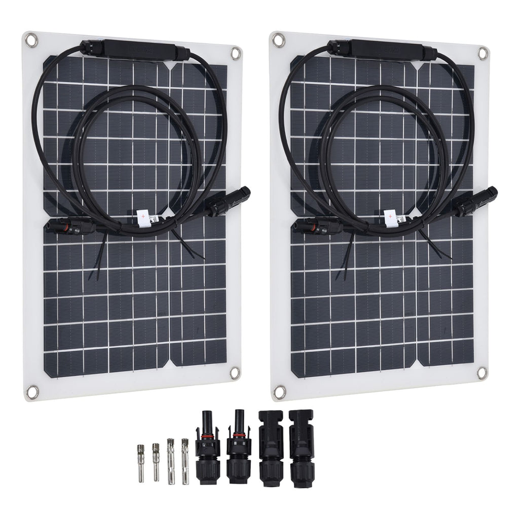 2 Pcs Solar Panels Kit 15W Portable Monocrystalline Solar Panel Charger for Outdoor Boat Caravan RV Charging