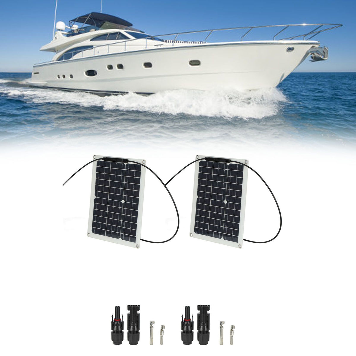 15W Solar Panel Portable Waterproof Monocrystalline Solar Charging Board for Outdoor Car Motor YachtSolar Panel