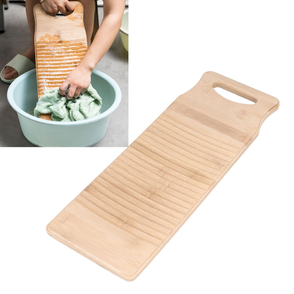 Bamboo Washboard Wooden Color Approx 19.7in Long Thickened Natural Bamboo Wear Resistant Sturdy Durable Wash Board