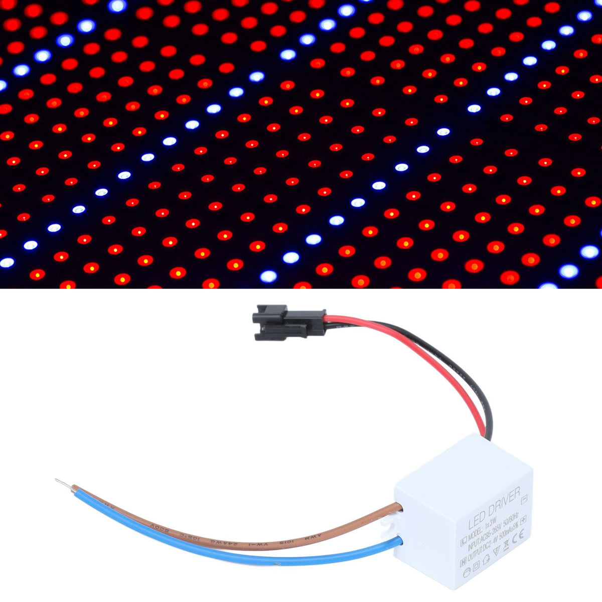 500mA 1X3W LED Driver Power Supply Driver Connector LED Lamp Transformer Input AC95‑265V Output 2‑4VDC