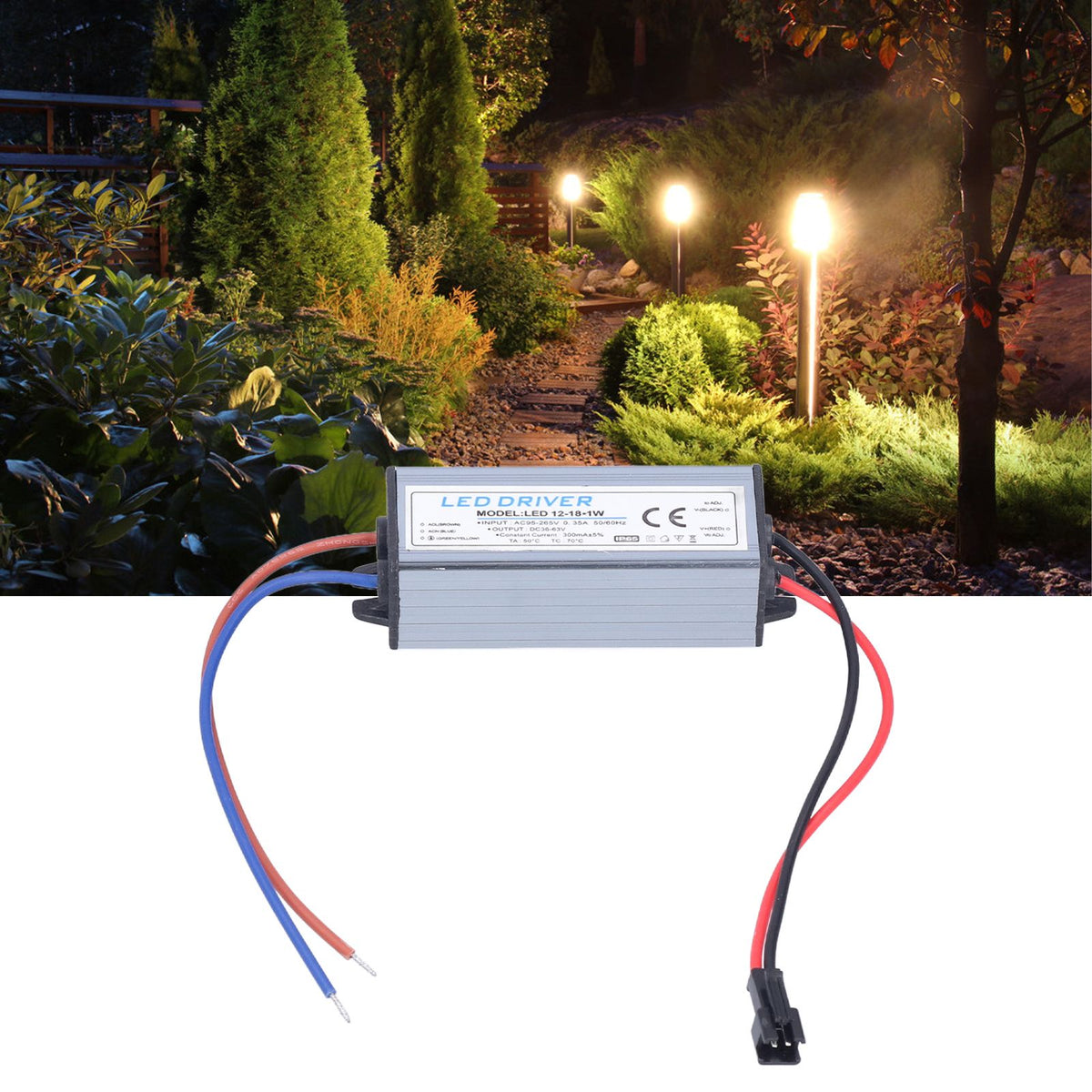 12‑18X1W 300mA LED Driver AC95‑265V/DC36‑63V Waterproof LED Power Driver for LED Light Strips